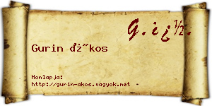 Gurin Ákos névjegykártya